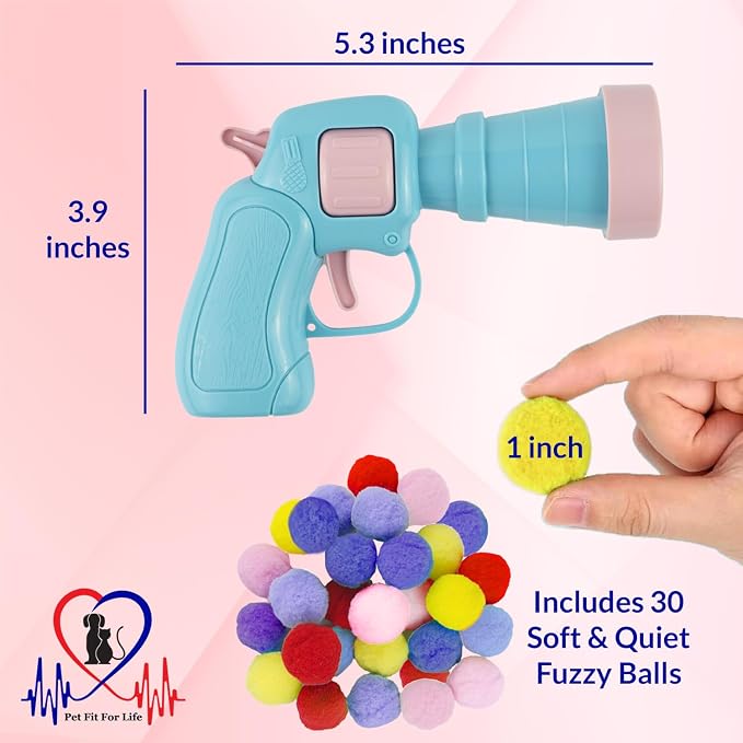 Pet Fit For Life Cat Ball Launcher - Interactive Cat Balls Toy, Medium Blue