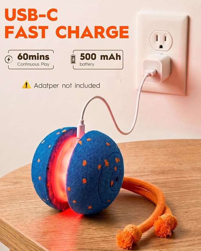 Xeuch Interactive Dog Toys, Automatic Irregular Moving and Rolling Dog Ball | 2 Speed Modes, E-TPU Material, Motion Activated Pet Toys with Rope for Dogs Puppies, Dog Stimulation Toy Blue