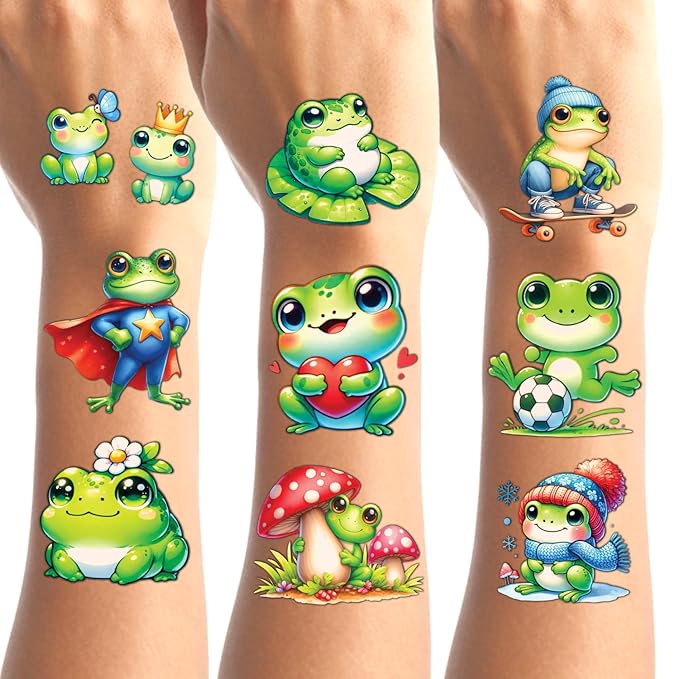 Temporary Tattoos Party Supplies - set 30 Sheets Tattoos (Frogs)