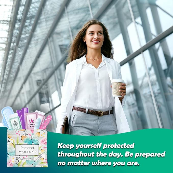 Butterfly Style Menstrual Kit All-in-One 100 Pack | Convenience on The Go | Period Kit Pack for Travelling, Tweens & Teenagers or just When You’re Out | Individually Wrapped Feminine Hygiene Product
