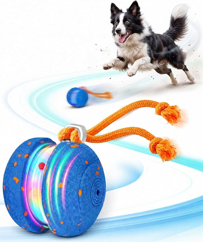 Xeuch Interactive Dog Toys, Automatic Irregular Moving and Rolling Dog Ball | 2 Speed Modes, E-TPU Material, Motion Activated Pet Toys with Rope for Dogs Puppies, Dog Stimulation Toy Blue
