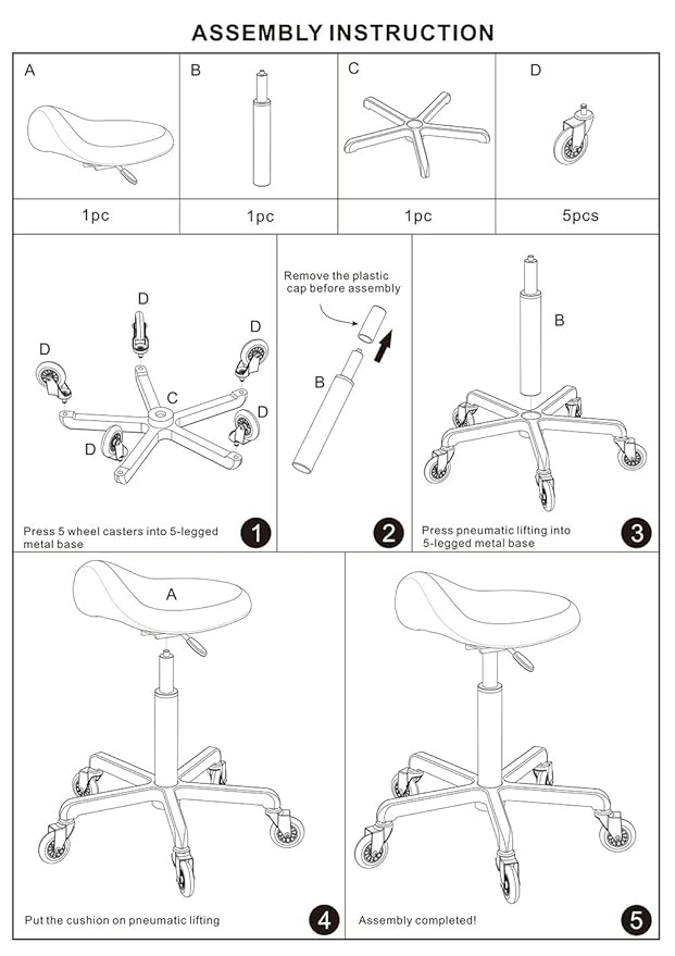 Professional Saddle Stool with Wheels Ergonomic Swivel Height Adjustable for Clinic Dentist Beauty Salon Tattoo Office (Camel)