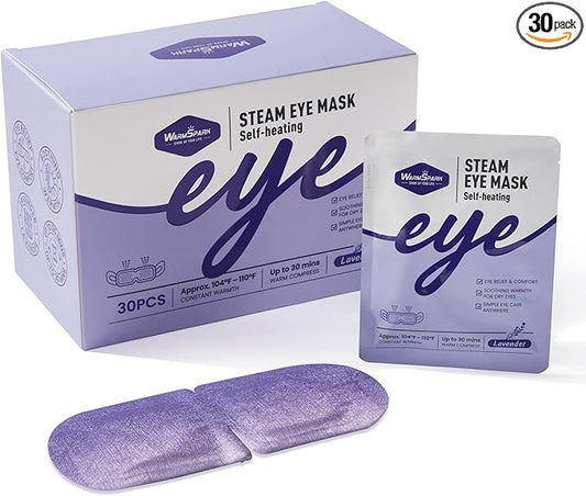 Self Heating Eye Mask Warm Compress for Dry Eyes, Disposable Heated Eye Mask for Fast Relief, Sleep, Spa, Travel Essentials & Relaxation Gifts for Women (30 Count, Lavender)