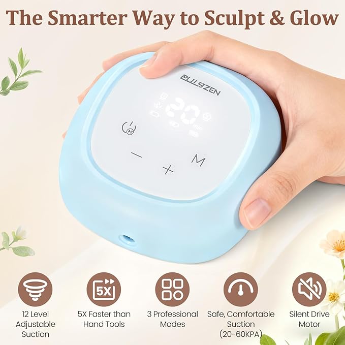 Electric Facial Cupping Therapy Set, 3-in-1 Face Cupping, Gua Sha & Massage Tool for Skin Care, 6 Pcs Glass Facial Rejuvenation Device for Sculpting, & Toning Chin, Jawline & Neck