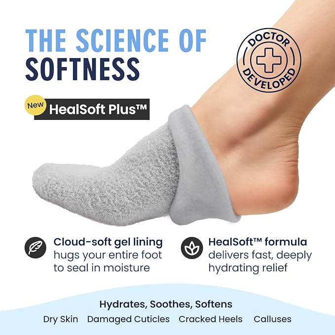 Dr. Frederick’s Original Moisturizing Gel Socks for Men & Women – Dry Feet & Cracked Heel Treatment – Full Foot Gel Lining with Mango Butter, Shea Butter, Jojoba & Coconut Oil (Mellow Moon)