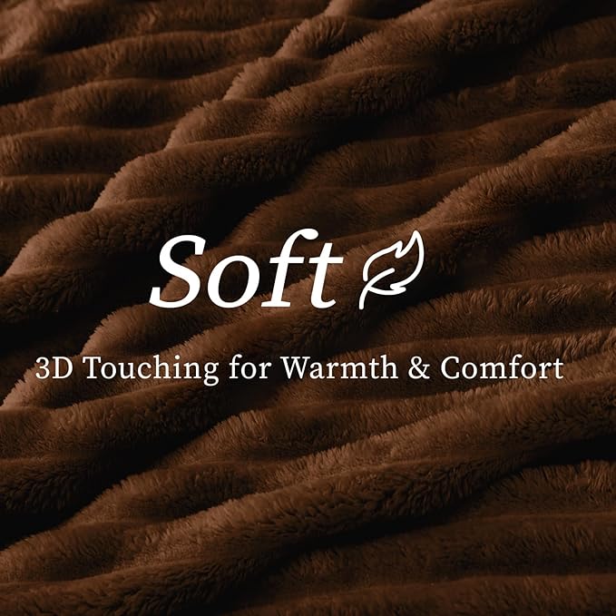 BEDELITE Striped Fleece Throw Blanket, Chocolate Brown, 50"x60" | 300GSM Microfiber Fleece, Soft Cozy, Lightweight Warm, Double-Sided Plush, Machine Washable, Gift, Room Decor, for Couch Sofa