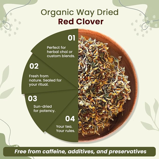 Organic Way Red Clover Flower Cut & Sifted (Trifolium pratense) - Herbal Tea | European Wild-Harvest | Organic & Kosher Certified | Non GMO & Gluten Free | USDA Certified | Origin - Albania (2Oz.)