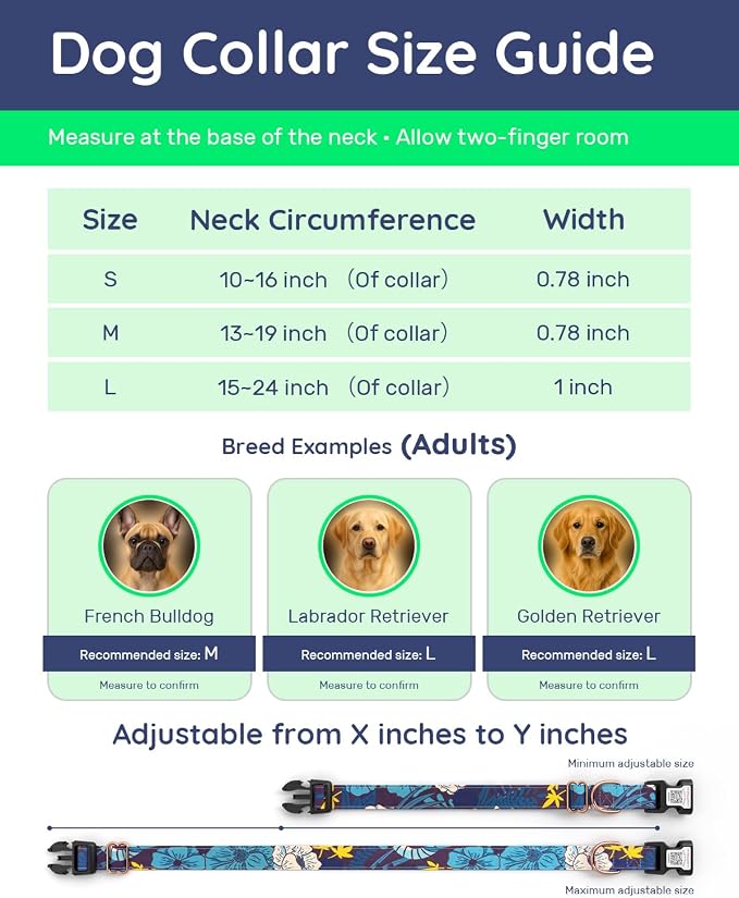 Dog Collar for Meidum Dogs with Smart QR Tags