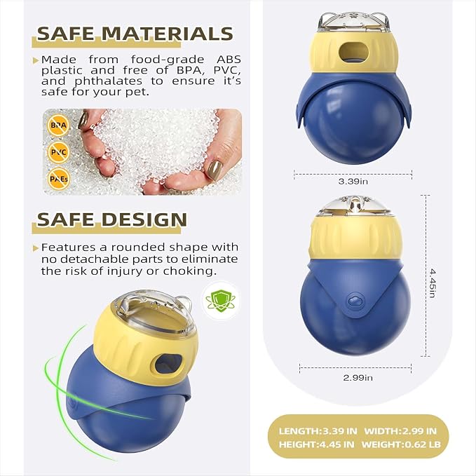 Cat Puzzle Feeder, Interactive Cat Dog Toys,Treat Dispenser(Yellow+Blue)