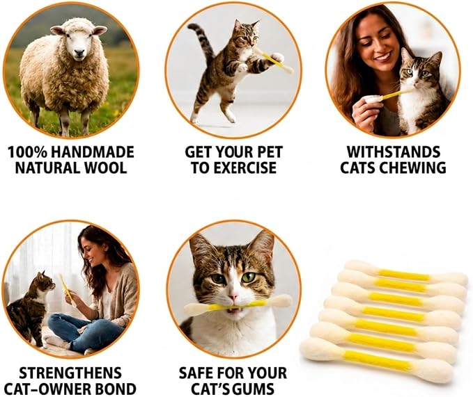 Glaciart One Swabs Cat Toys with Catnip - 6 Pk | Durable for Chew, Cute Cat Toys Interactive Kitty for Boredom, Exercise, & Play | Filled w/Organic Catnip for Anxiety & as Digestive Aid | Gift Idea