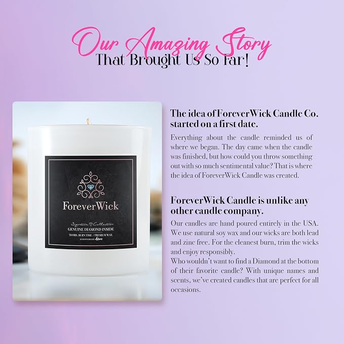 ForeverWick Surprise Candle with Diamond Inside | Foreverwick Candles | Scented Soy Candles Gifts for Women Anniversary Candle Wax | Romance Candles All-Natural Organic Soy Candle 14oz | 70h