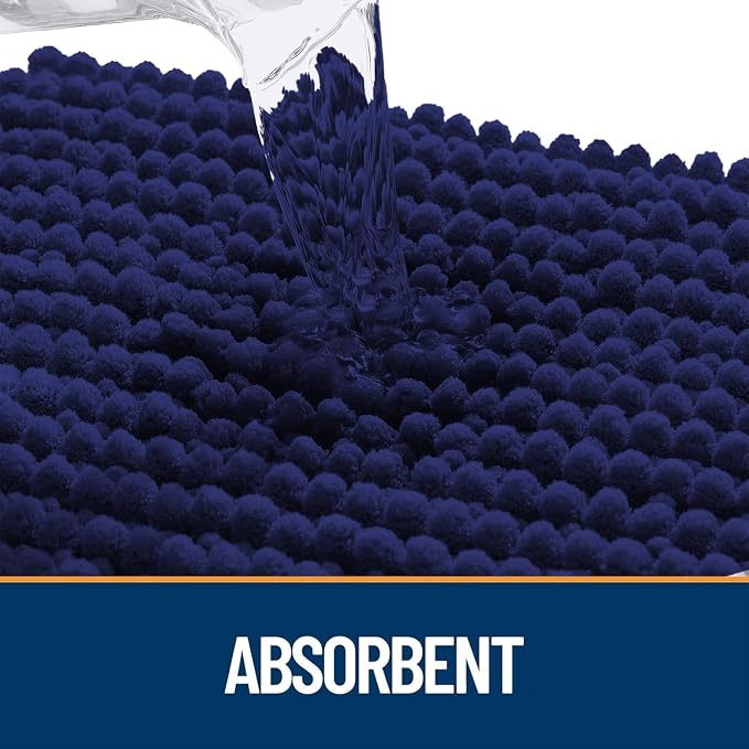 OLANLY Dog Door Mat for Muddy Paws 47x17, Extra Absorbent Chenille Mud Mat | Navy Blue, Absorbs Moisture and Dirt, Non-Slip Machine Washable Doormat, Quick-Drying Indoor Entryway Floor Mat for Dogs