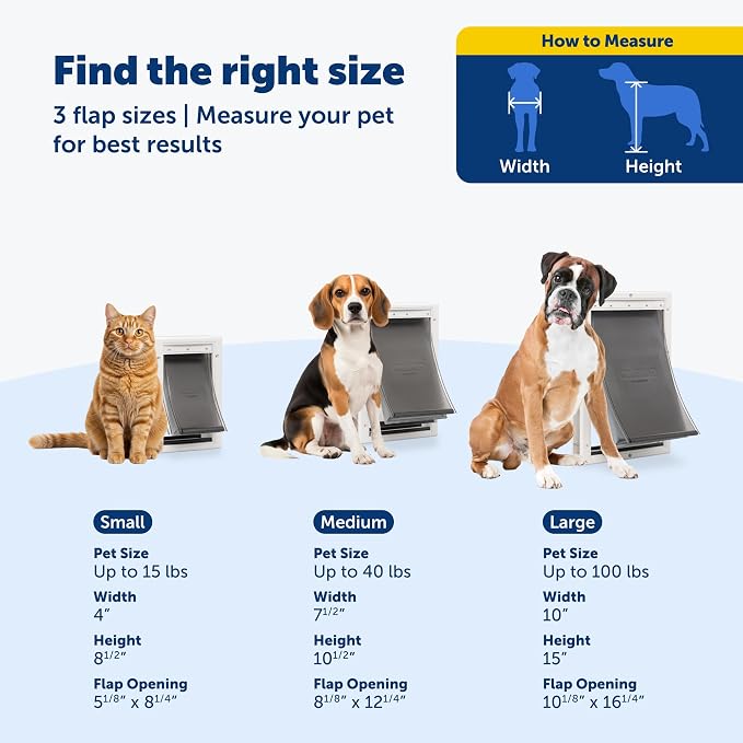PetSafe Extreme Weather Plastic Dog Door, 3-Flap Insulated, Large | Energy Efficient, Great for Hot and Cold Climates, Snap-On Closing Panel, Paintable Plastic Frame