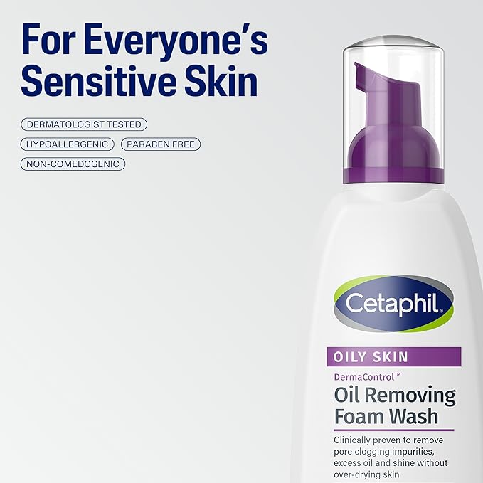Cetaphil Pro Oil Removing Foam Wash,Foaming Facial Cleanser,Fragrance Free Formula Suitable for Sensitive Skin,8 Fluid Ounce,(Pack of 6)