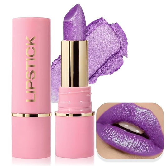 Metallic Lipstick Glitter Lip Stick Long Lasting Waterproof Shine Lip Crayon without Drying or Fading Sparkling High Pigmented Lip Stain Transfer-proof Wear Full Coverage Makeup for Women, 7