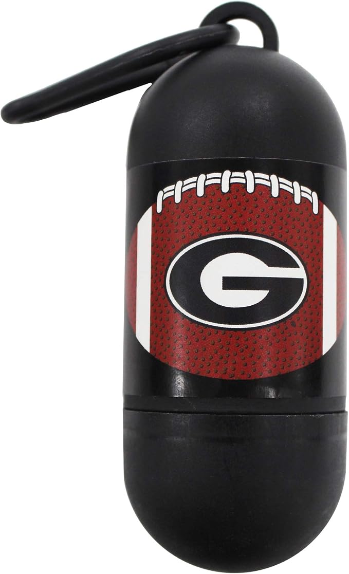 Pets First NCAA GEORGIA BULLDOGS PET LICENSED Poop Waste Bag Dispenser and D Ring for Leash with 300 Premium Garbage Bags