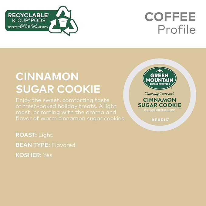 Green Mountain Coffee Roasters Cinnamon Sugar Cookie Keurig Single-Serve K-Cup Pods, Light Roast Coffee, 96 Count