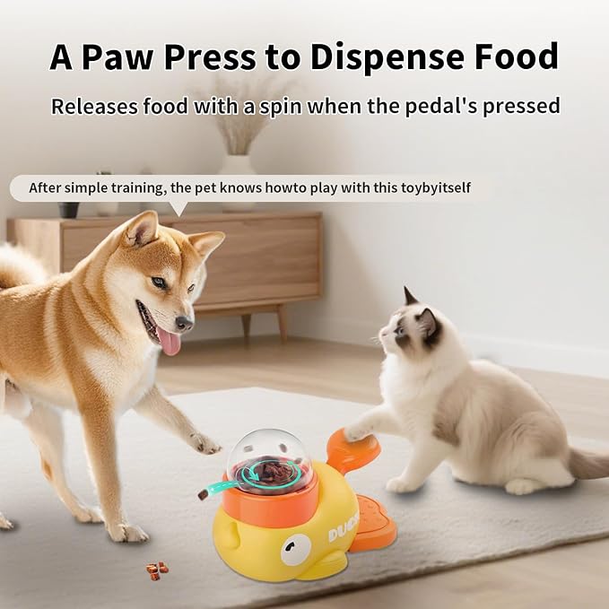 Duck Dog Interactive Treat Dispenser Toy Slow Feeder Food Puzzle | 3 Adjustable Openings Puppies Cats IQ Training Pet Toy for Boredom Relief & Healthy Digestion