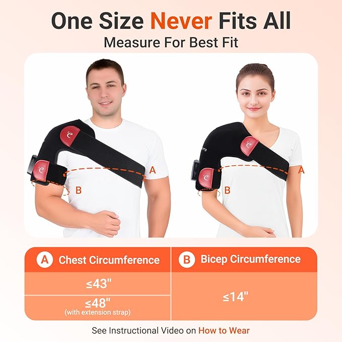 Comfytemp Cordless Red Light Therapy for Shoulder, 94 LEDs FSA Eligible HSA Near Infrared Light Wrap, 3D Portable Heated Shoulder Pad for Joint,Birthday Gifts for Women Christmas(No Massage,One Size)