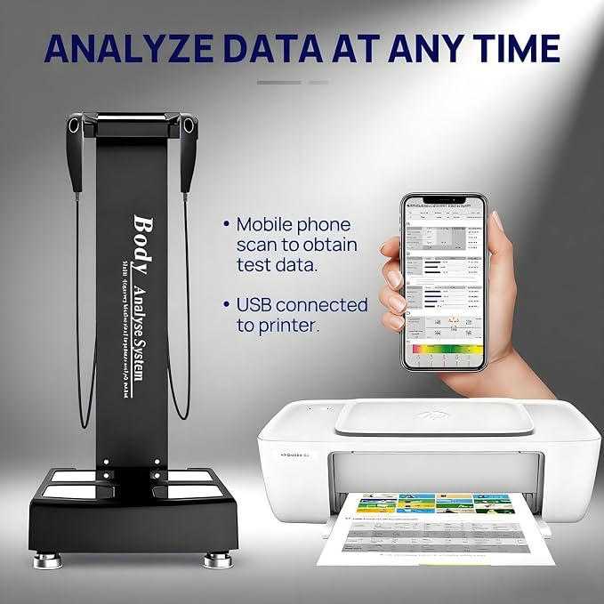 Professional Intelligent Human Body Fat Scale Element Health Analyzer Machine Printer Body Composition Body Mass Scanner Measurement Full Body Health Analyzer Black