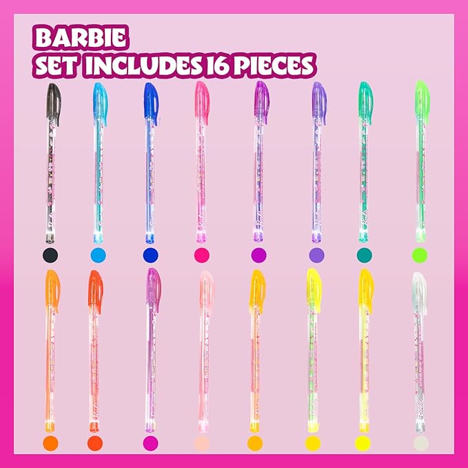Barbie 16 Piece Glitter Pen Body Art Set, Glittery and Bright Colors, Ages 3 by Townley Girl