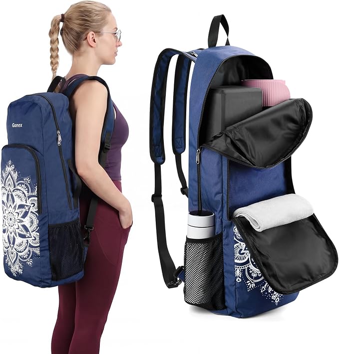 Gonex Yoga Mat Bag, 2 Carry Ways Yoga Backpack with Wet Compartment Metal Zippers for Women Men, Large Capacity Yoga Mat Carrier for Yoga, Gym, Travel