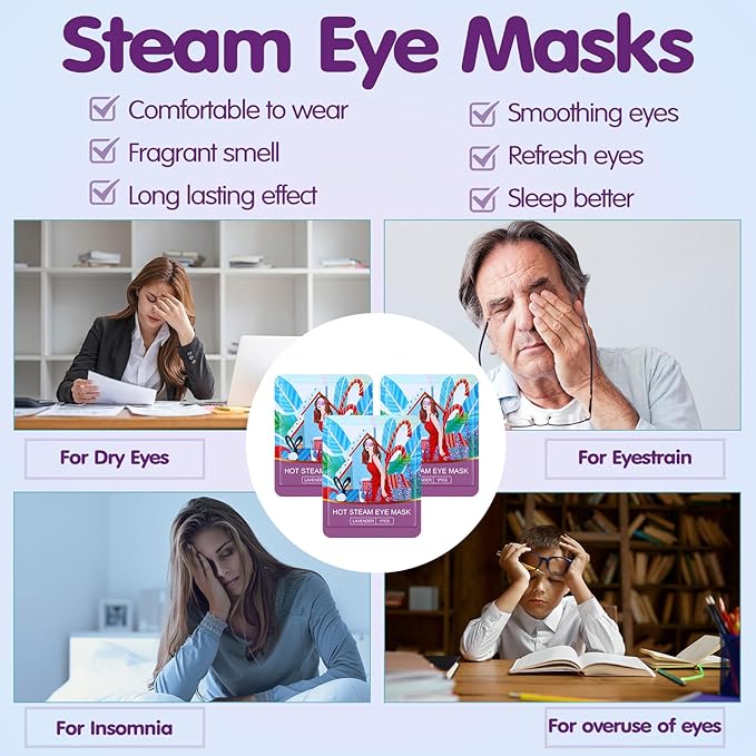 45 Pcs Disposable Steam Eye Mask Bulk for Dry Eyes Self Heating Eye Mask for Spa Sleep Warm Compress Stress Dark Circle Relief Puffiness and Relaxation Gifts (Multi Scent)