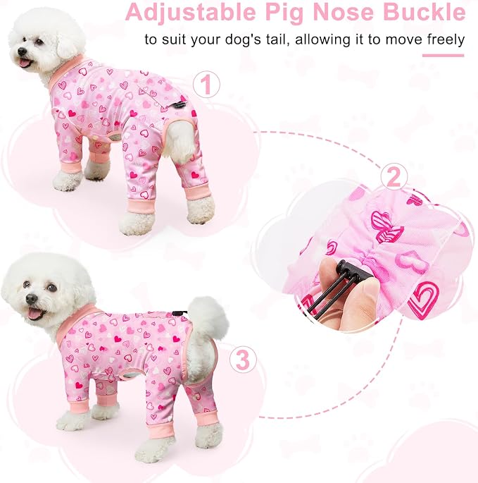 Bienbee Dog Pajamas, 4 Pack Adjustable Onesies for Small to Large Dogs XS | Dog Shedding Suit with Soft Fabric, Breathable & Stretchy, and Adjustable Back Length for Sleeping Lounging and Daily Use