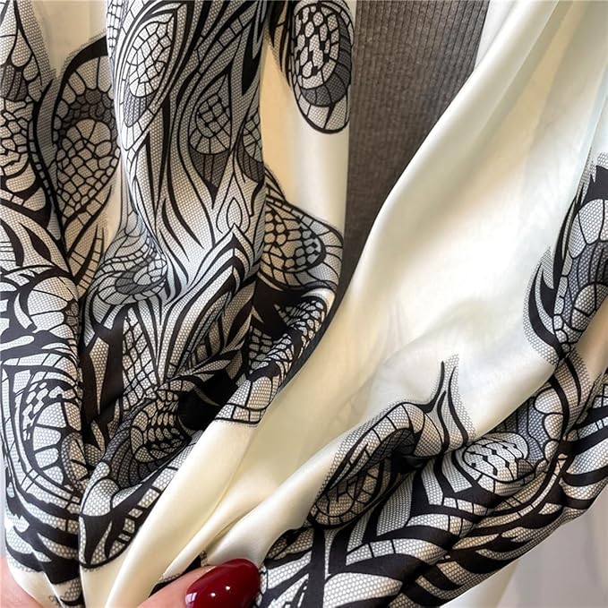 K-Elewon Large Square Scarf 43" Silk Scarf Fashion Scarves Silk Feeling Hair Wrapping Scarfs Night Sleeping Headscarf