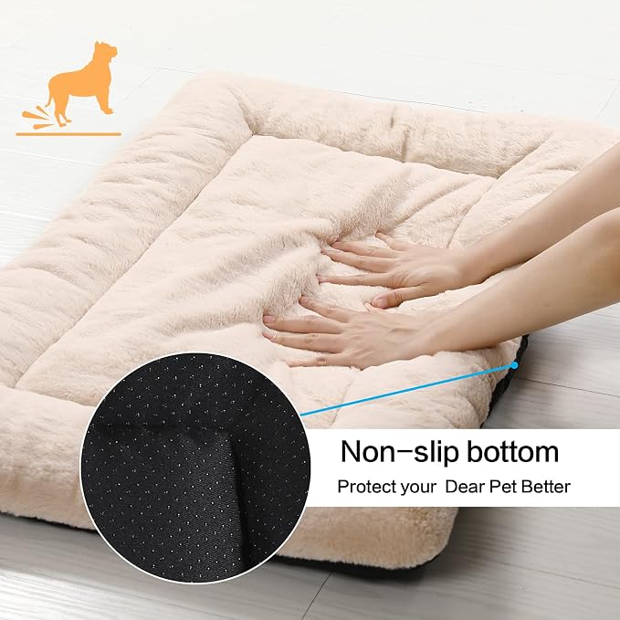 Dog Crate Pad Washable Dog Bed for Crate Small Cozy Mat 22-Inch Cream | Ultra Soft Kennel Pad,Anti-Slip Bottom,Fits for Most Metal Crates,Comfortable Sleeping Pet Mat