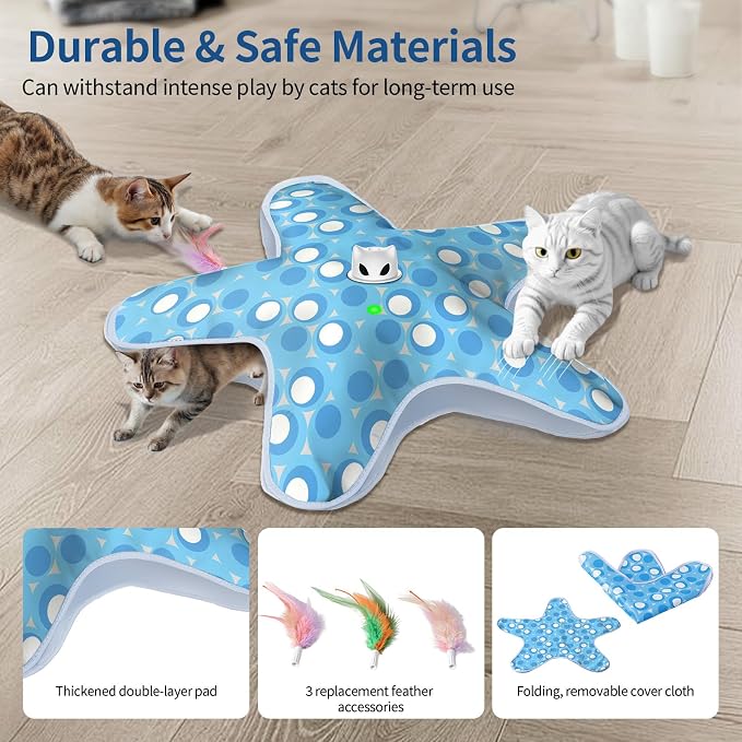 Interactive Cat Toys for Indoor Cats with Moving Concealed Feathers