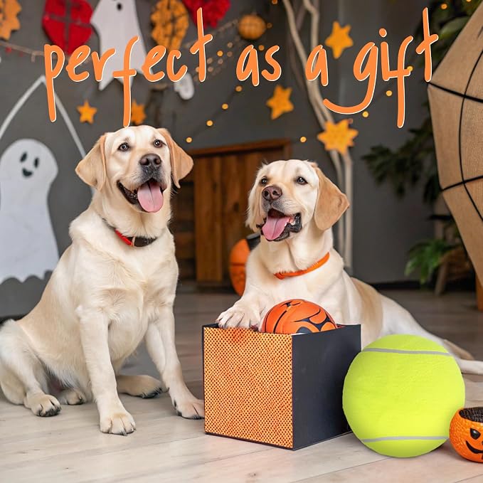 SCENEREAL Giant Tennis Ball for Dogs, 9.5" Big Dog Toy Ball Inflatable for Medium Large Doggie, Indoor Outdoor Interactive Training Playing, Birthday Gift, Yellow