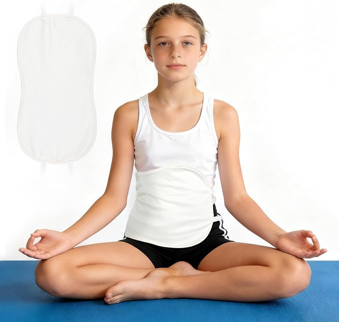 wegreeco Kids Castor Oil Pack Wrap, Reusable Kids Castor Oil Packs for Liver Stomach, Machine Washable Anti Oil Leak 1Pc with Adjustable Strap White (Oil Not Included)