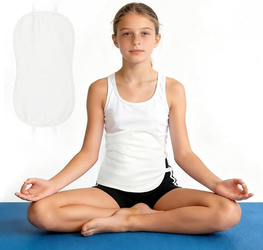 wegreeco Kids Castor Oil Pack Wrap, Reusable Kids Castor Oil Packs for Liver Stomach, Machine Washable Anti Oil Leak 1Pc with Adjustable Strap White (Oil Not Included)
