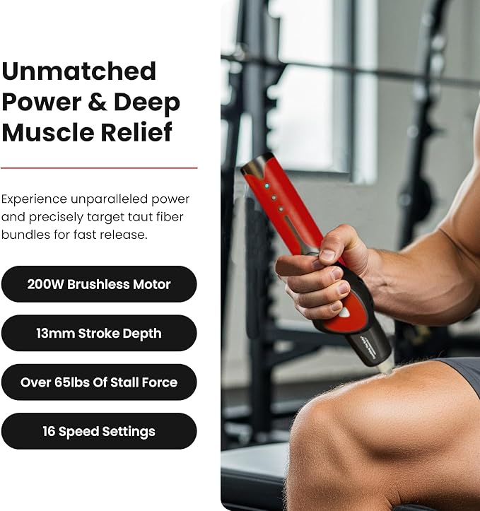 Muscle Liberator 3 Therapeutic Percussion Tool, Massage Gun, Rechargeable, Silicone Heads, 2.5 lbs, 13mm Stroke Depth, 16 Speed Settings, Quiet Operation