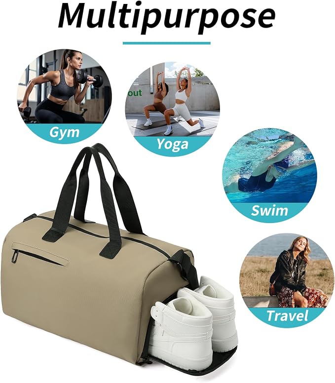 Handbag for Women Yoga Bag Large Capacity Yoga Pad Buckle with Shoe Compartment Water Bottle Sports Gym Bag Travel
