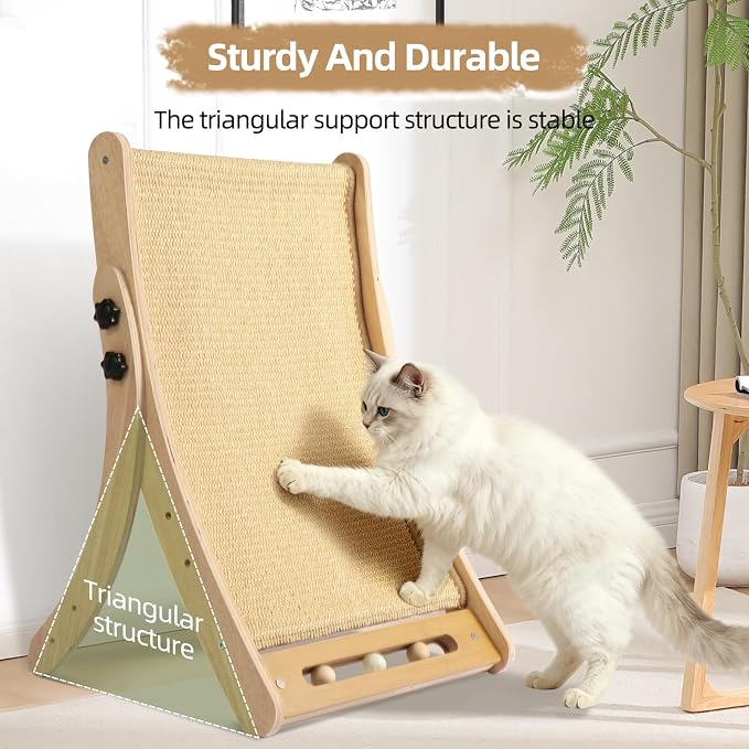 Cat Scratcher Bed, 19 in Large Natural Sisal Cat Scratching Board, Large Scratch Pad for Indoor Cats, Cozy Cat Furniture Lounge