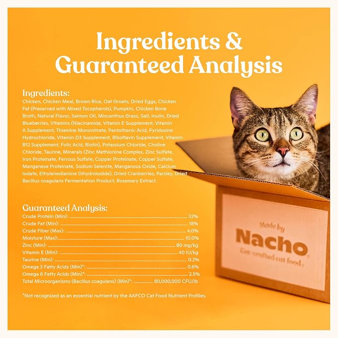Made by Nacho Dry Cat Kibble 11lb Bag, High Protein and Grain-Friendly Premium Cat Food, Cage-Free Chicken & Pumpkin Recipe, Infused with Bone Broth for Hydration, Limited Ingredients, Single Bag | Protein-forward dry cat food with premium ingredients ...