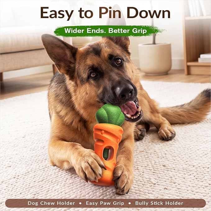 KADTC 2 in 1 Dog Bully Stick Holder, Tough Chew Toy for Aggressive Chewers