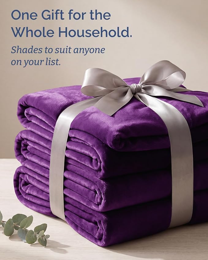 Ultra Soft Fleece Blanket Giant Blanket Size - Flannel Fleece Luxury Blanket - Lightweight for Couch Bed Chair - Thick, Warm and Breathable - All Season Cozy, Purple