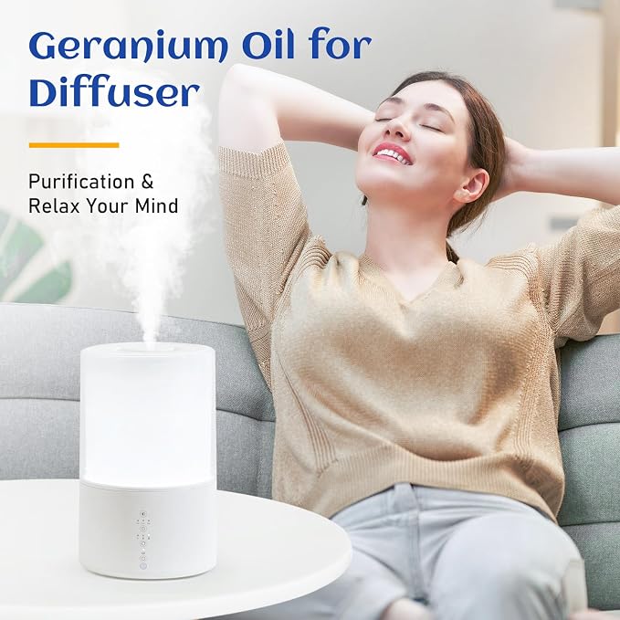 HIQILI 30ML Geranium Essential Oil， for Skin, Diffuser & Candle - 1.01 Fl.Oz | Refreshes Air, Repels Bugs, Soothes Skin & Mind, Great for Aromatherapy, DIY Soap & Candle - 30mL / 1.01 fl.oz