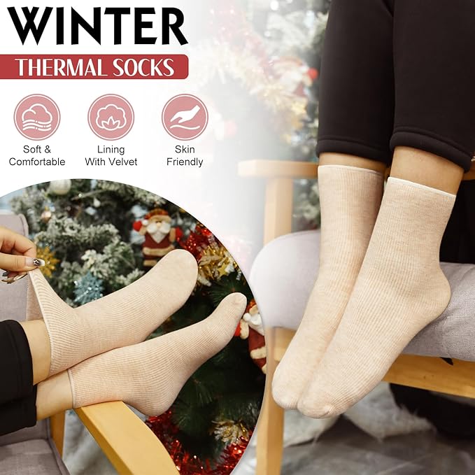 Yusongirl Winter Women Scarf Gloves Beanie Ear Muffs Socks Set Cold Weather Warm Knit Hat Fleece Long Neck Warmer 5 in 1 Set
