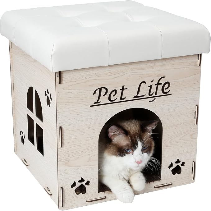 Pet Life ® Foldaway Collapsible 2-in-1 Cat Furniture Bench and Chaise Cat House Lounger or Bed