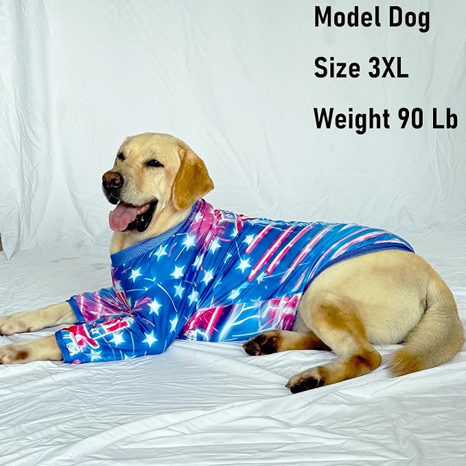 Dog Dinosaur T Shirts with American Pattern Printed Pet Shirt Softable Pajamas for Large Dogs,3XL 4th of July
