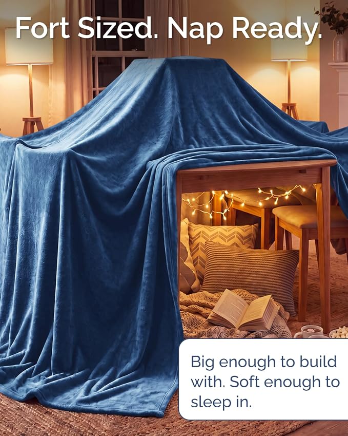 Ultra Soft Fleece Blanket Oversized King Size - Flannel Fleece Luxury Blanket - Lightweight for Couch Bed Chair - Thick, Warm and Breathable - All Season Cozy, Royal Blue