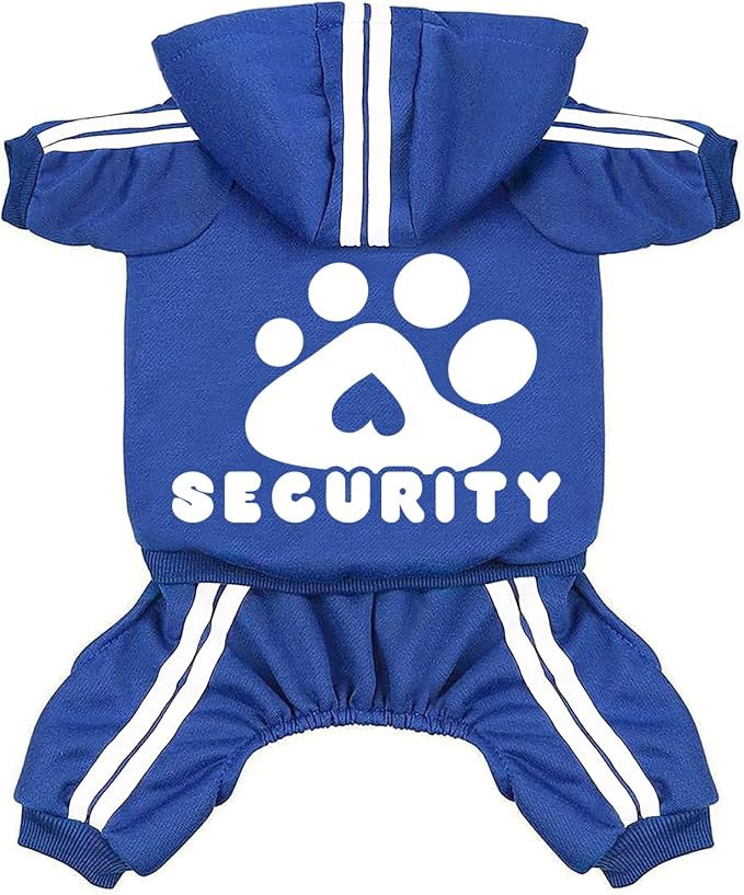 Dog Hoodie Security Clothes 4 Legs Jumpsuit Sweatshirt Hoodies Soft & Warm Dog Outfit Pullover Dog Winter Clothes Sweater for Small Medium Large Dogs Cats (Blue, XX-Small)