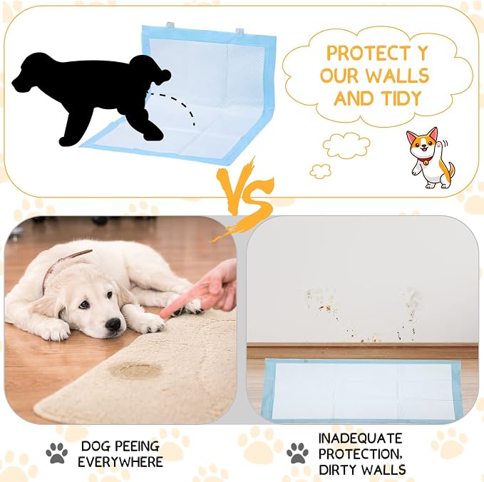 Yalikop 12 Pcs Wall Pee Pad Holder Dog Potty Training Pad Sticky Wall Clip Transparent Adhesive Clips with 6 Pcs Strong Adhesive for Dog Housebreaking Supplies(Clear)