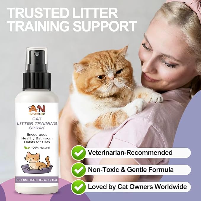 Cat Litter Training Spray, 150ml Litter Box Attractant for Cats & Kittens | Natural attractant helps guide cats and kittens to the litter box for easier training, retraining, and new-home transitions.