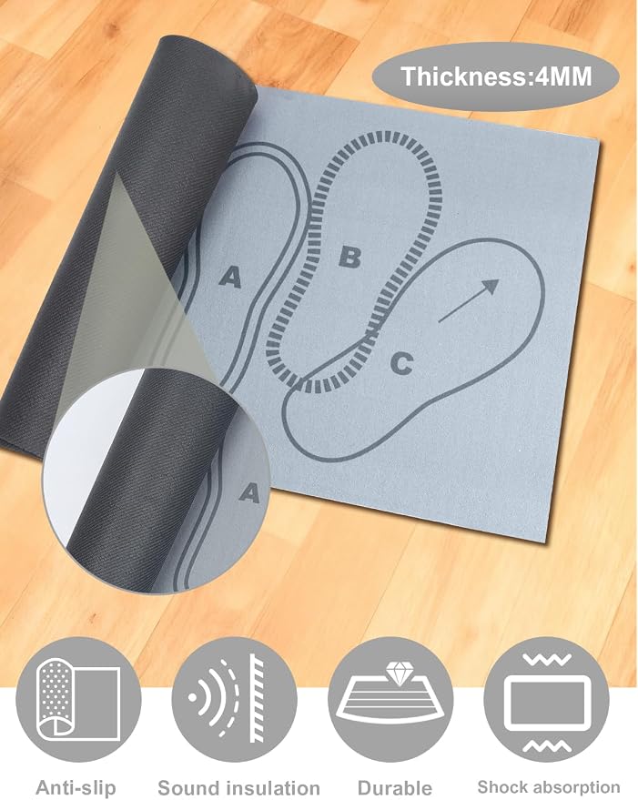 Squat Mat with Foot Position,Large Squat Target Pad 30'' X 13.8'',4mm Thickness Squat Mat Foot Positioning, Exercise Mat for Squats, Leg and Abdominal Workouts