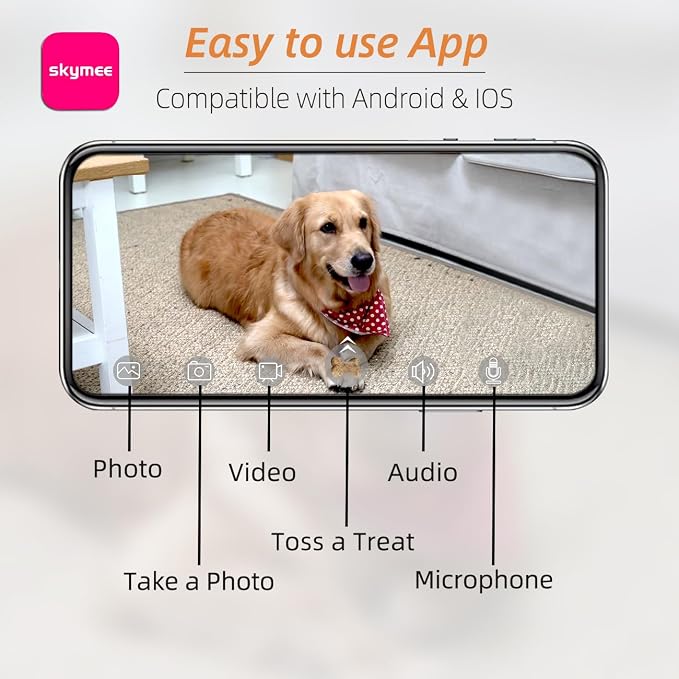 Petalk AI Dog Camera Automatic Treat Dispenser, 5G&2.4G WiFi HD Pet Camera, Remote Treat Tossing